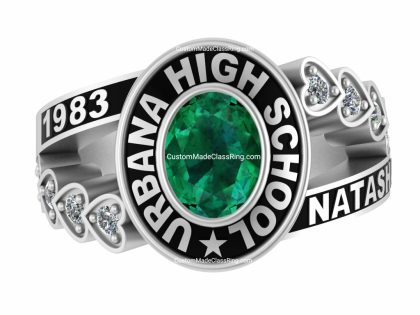 Custom class ring for Girl Ladies Women high school, college, university, academy of 2022, 2023, 2024, 2025, 2026 senior junior graduation ceremony personalized gift fully customized for her sterling silver - Custom Made Class ring