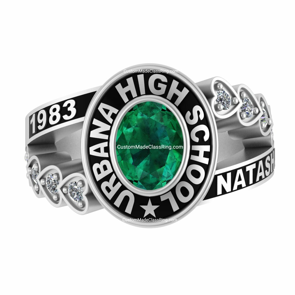 Custom Oval Class Ring For Her High School, College Gift