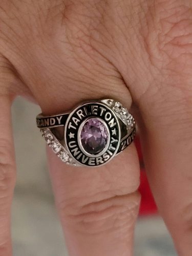 Custom class ring for her high school, college, university graduation personalized gift fully customized for her sterling silver - Custom Made Class ring photo review