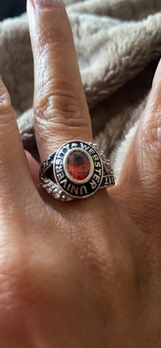 Custom oval class ring for her high school, college, university graduation personalized gift fully customized for her sterling silver - Custom Made Class ring photo review
